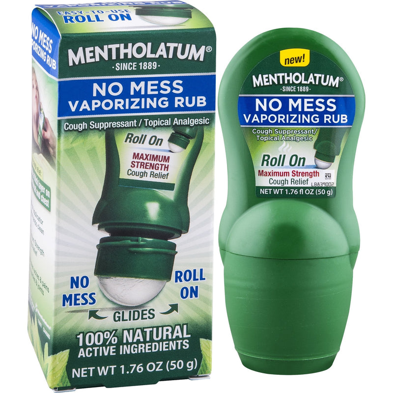 Mentholatum No Mess Vaporizing Rub with Easy-to-use Roll On Applicator, 1.76 Ounce (50g) - 100% Natural Active Ingredients for Maximum Strength Cough Relief 1.76 Ounce (Pack of 1) - NewNest Australia