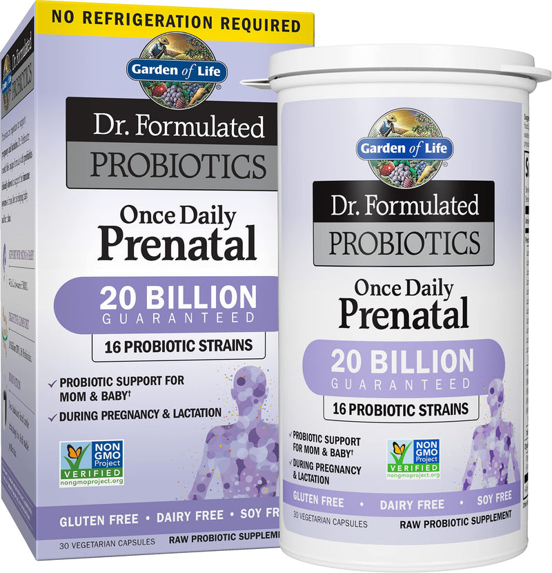 Garden of Life - Dr. Formulated Probiotics Once Daily Prenatal - Acidophilus and Bifidobacteria Probiotic Support for Mom and Baby - Gluten, Dairy, and Soy-Free - 30 Vegetarian Capsules Shelf Stable Probiotics - NewNest Australia