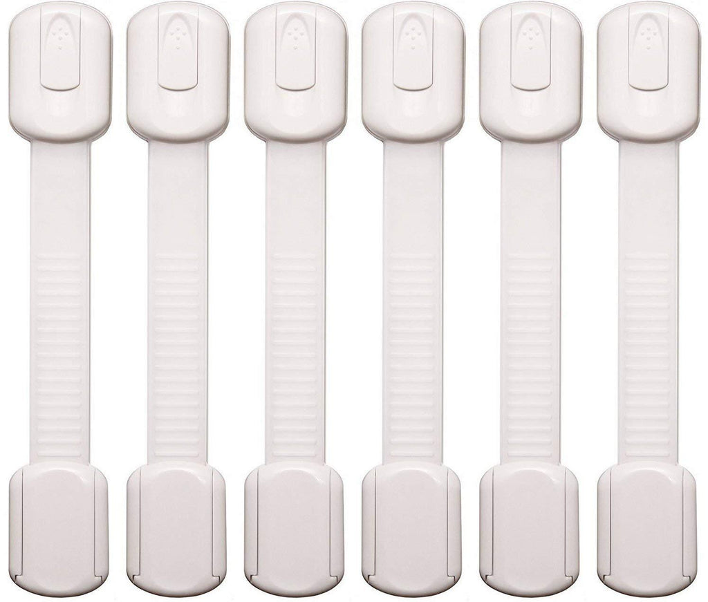 Baby Proofing Safety Cabinet Locks - Child Proof Latches for Drawer Cupboard Dresser Doors Closet Oven Refrigerator - Adjustable Childproof Straps by Oxlay - White - 6 Pack - NewNest Australia