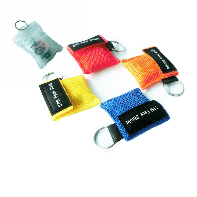 Elysaid 4 Pcs/Pack CPR Barrier with Keychain CPR Face Shield for CPR/AED Training 4 Colors - NewNest Australia