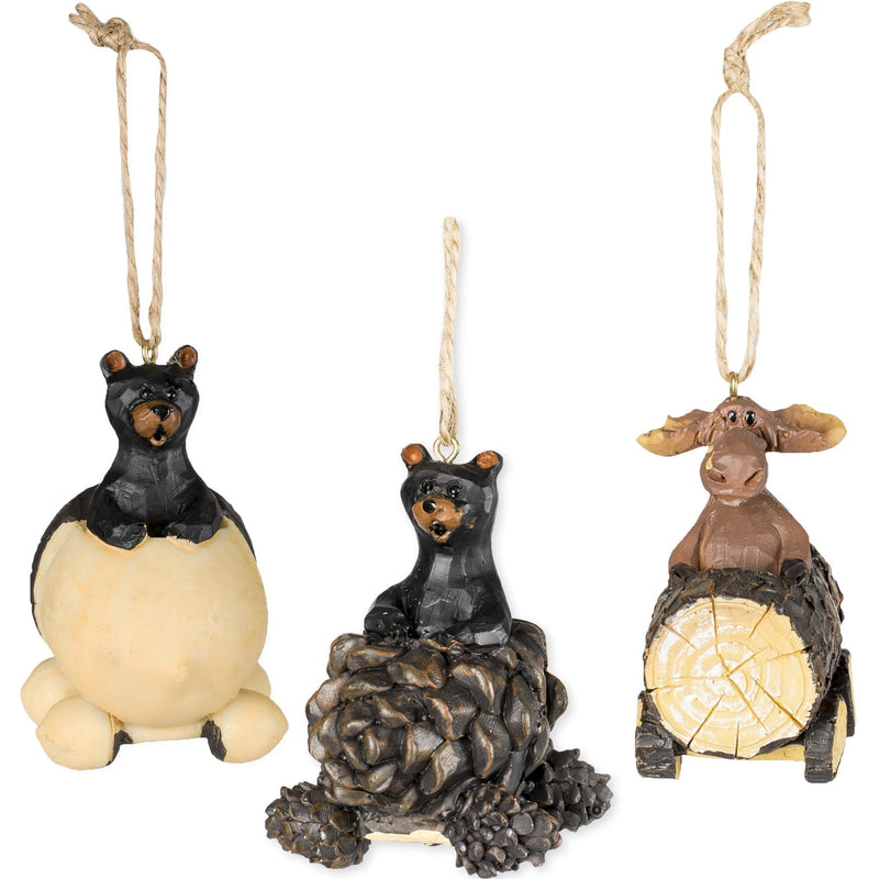 NewNest Australia - Slifka Sales Co. Bear & Moose Driving Ornaments 3 Piece Decorative Set 