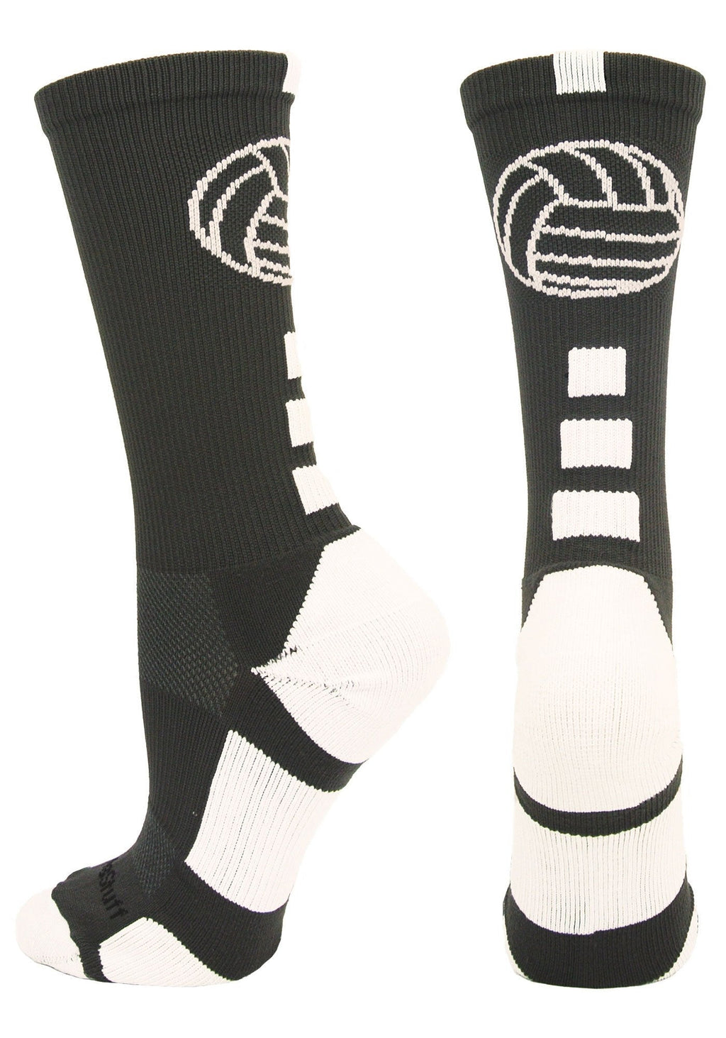 MadSportsStuff Volleyball Logo Crew Socks (Multiple Colors) Graphite/White Large - NewNest Australia