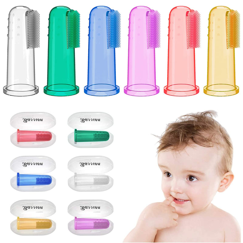 Baby Toothbrush Set, 6 Pcs Soft Infant Finger Toothbrush with 6 Boxes, Newborns Toddler Silicone Baby Tooth Brush 0-6 Months 6-12 Months - NewNest Australia