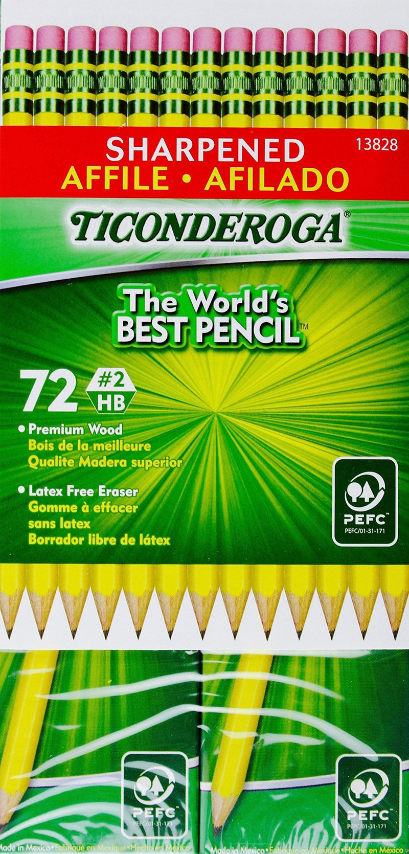 Ticonderoga Sharpened Pencils #2 HB Premium Wood Latex-Free Eraser, (72 Pencils) 1 - NewNest Australia