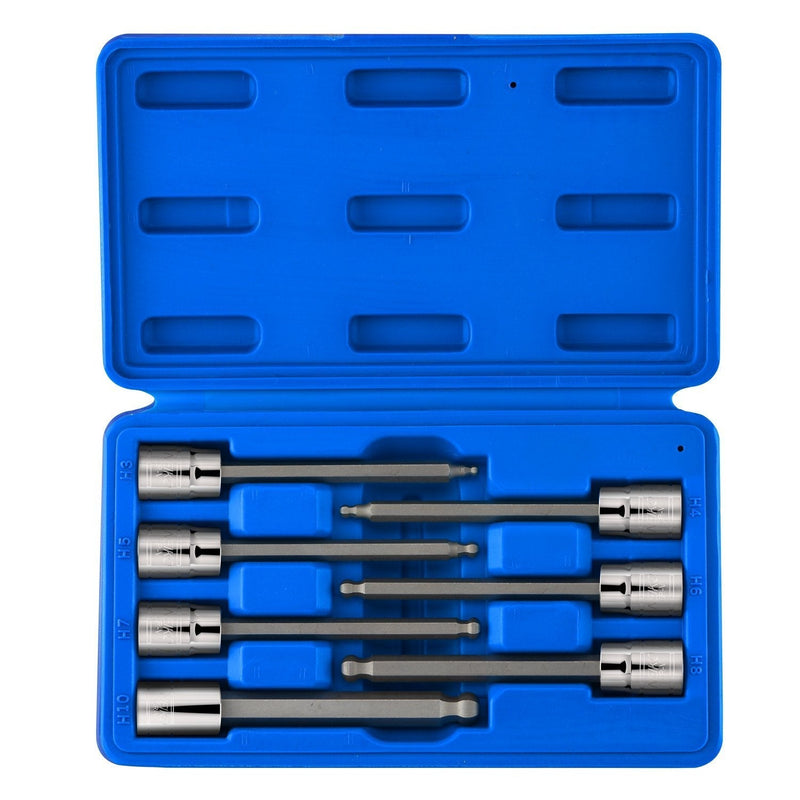 NEIKO 10243A Extra Long Ball End Hex Bit | 7pc Allen Socket Set | 3mm to 10mm | S2 and Cr-V Steel | Metric | 4-1/4” Length - NewNest Australia