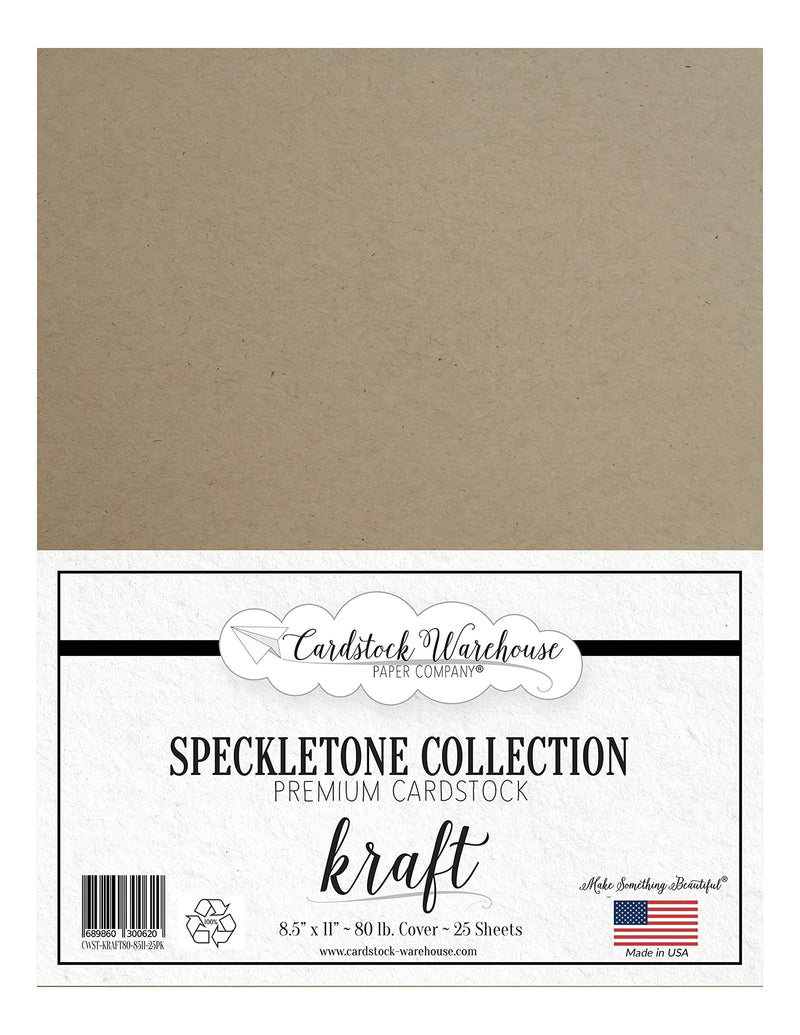 Kraft Speckletone 100% Recycled Cardstock Paper - 8.5 x 11 inch - PREMIUM 80 LB. COVER - 25 Sheets Kraft - NewNest Australia
