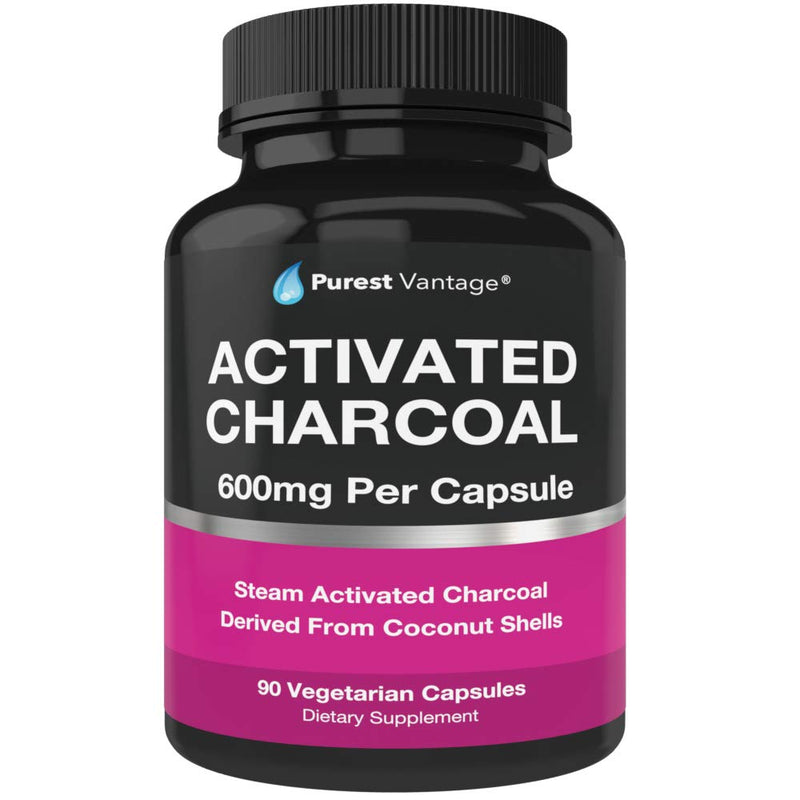 Pure Organic Activated Charcoal Capsules - 600mg per Capsule, 90 Veggie Cap Pills Used for Gas, Bloating, Teeth Whitening and More - NewNest Australia