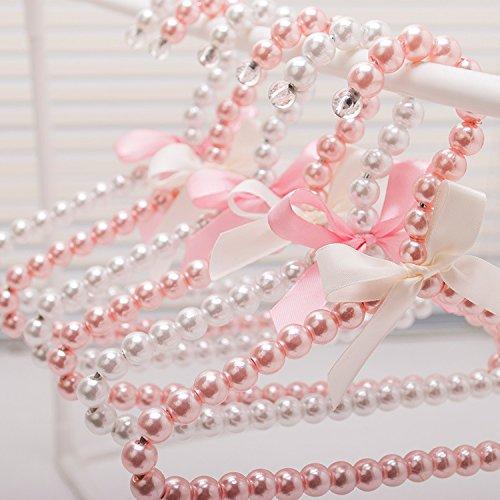 NewNest Australia - Bueer 5 Pack Pearl Beads Metal Elegant Rosette Clothes Hangers For Kids Children Pet Dog (Pink) Pink 