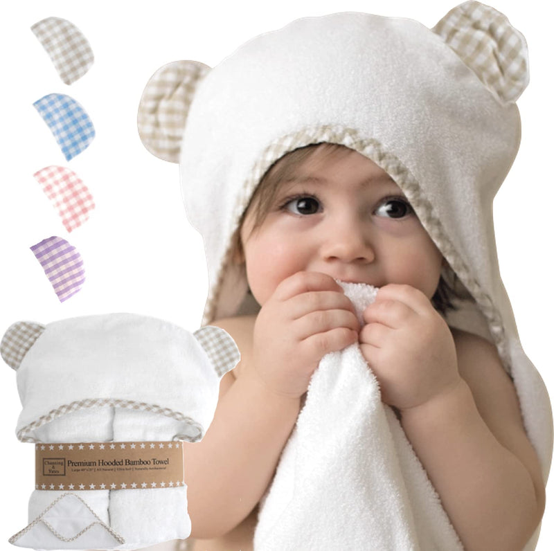 Premium Organic Baby Bath Towel and Washcloth Set - Our Soft Baby Towels and Washcloths are Luxury Baby Bath Essentials - Baby Hooded Towel - Girl / Boy Toddler Bath Towel (Beige) Beige - NewNest Australia