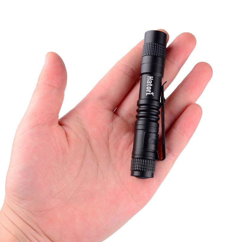 Hatori Super Small Mini LED Flashlight Battery-Powered Handheld Pen Light Tactical Pocket Torch with High Lumens for Camping, Outdoor, Emergency, Everyday Flashlights, 3.55 Inch - NewNest Australia