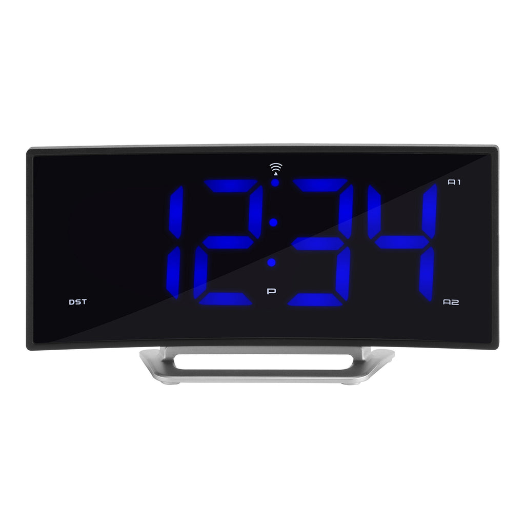 NewNest Australia - La Crosse Technology 617-249 1.8 Inch Curved Blue LED Atomic Dual Alarm Clock 