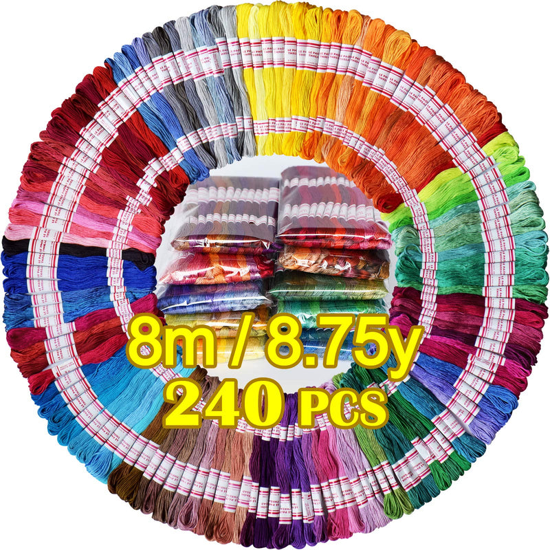 Embroidery Floss 240 skeins 100% Egyptian long-staple cotton Cross Stitch Threads -Friendship Bracelets String -Mercerized Crafts Floss total 1920M 8M/pc 24pcs/bag 10package - NewNest Australia