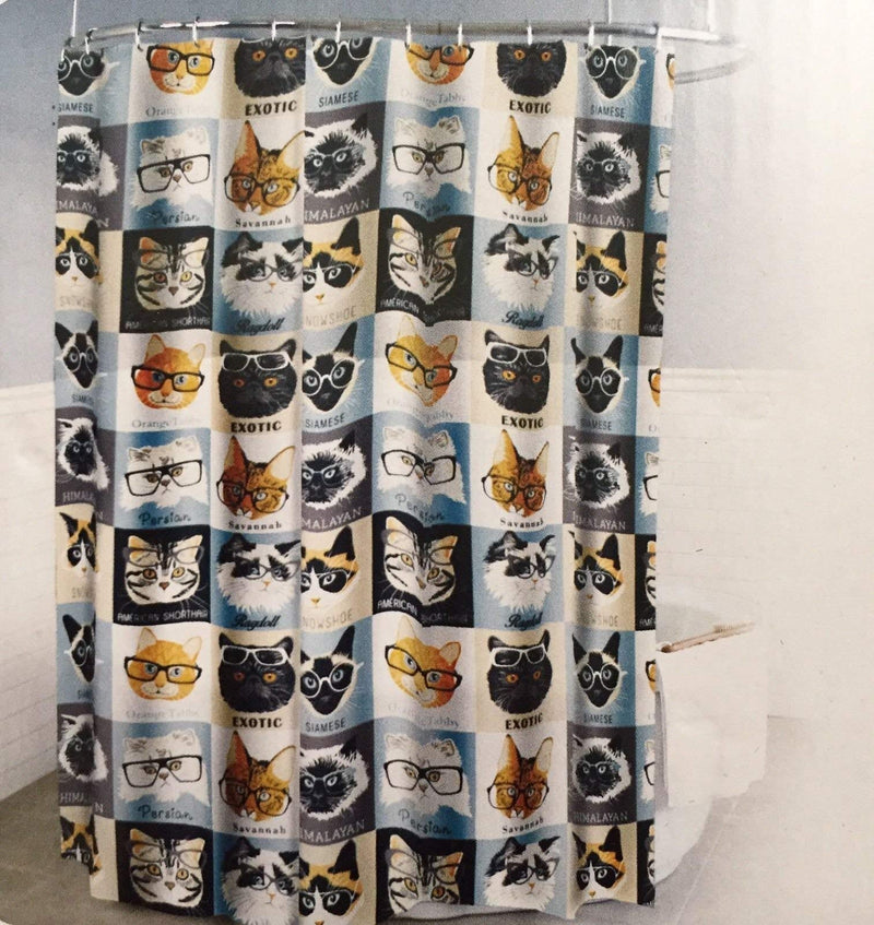 Splash Home Peva 4G Cats & Glasses Curtain Liner Design for Bathroom Showers and Bathtubs Free of Pvc Chlorine and Chemical Smell-Eco-Friendly-100% Waterproof, 72 X 70 Inch-Hazel, 70 x 72 Inch, Ice - NewNest Australia