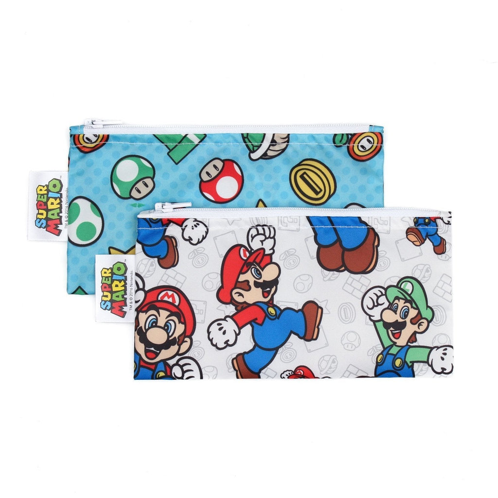 NewNest Australia - Bumkins Nintendo Super Mario Snack Bags, Reusable, Washable, Food Safe, BPA Free - Mario & Luigi, Pack of 2 Mario 2-pk 