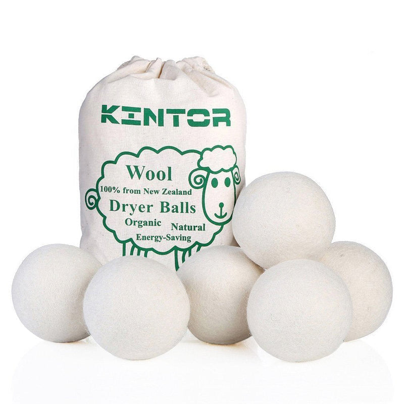 KINTOR Wool Dryer Balls XL 6 Pack 2.95", 100% New Zealand Wool Organic Fabric Softener, Hypoallergenic Baby Safe & Unscented, Chemical Free to Reduce Wrinkles & Static Cling, Shorten Drying Time White - NewNest Australia