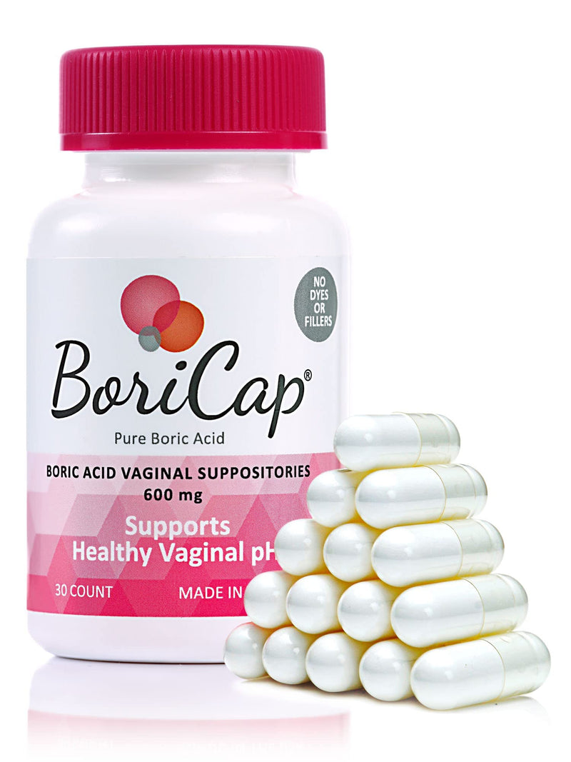 BoriCap Boric Acid Vaginal Suppositories - 30 Count, 600mg - Restores pH and Normal Vaginal Health - for Vaginal Odor, Discomfort, and Loss of Intimacy - Made Without Dyes or Irritating Fillers 30 Count (Pack of 1) - NewNest Australia