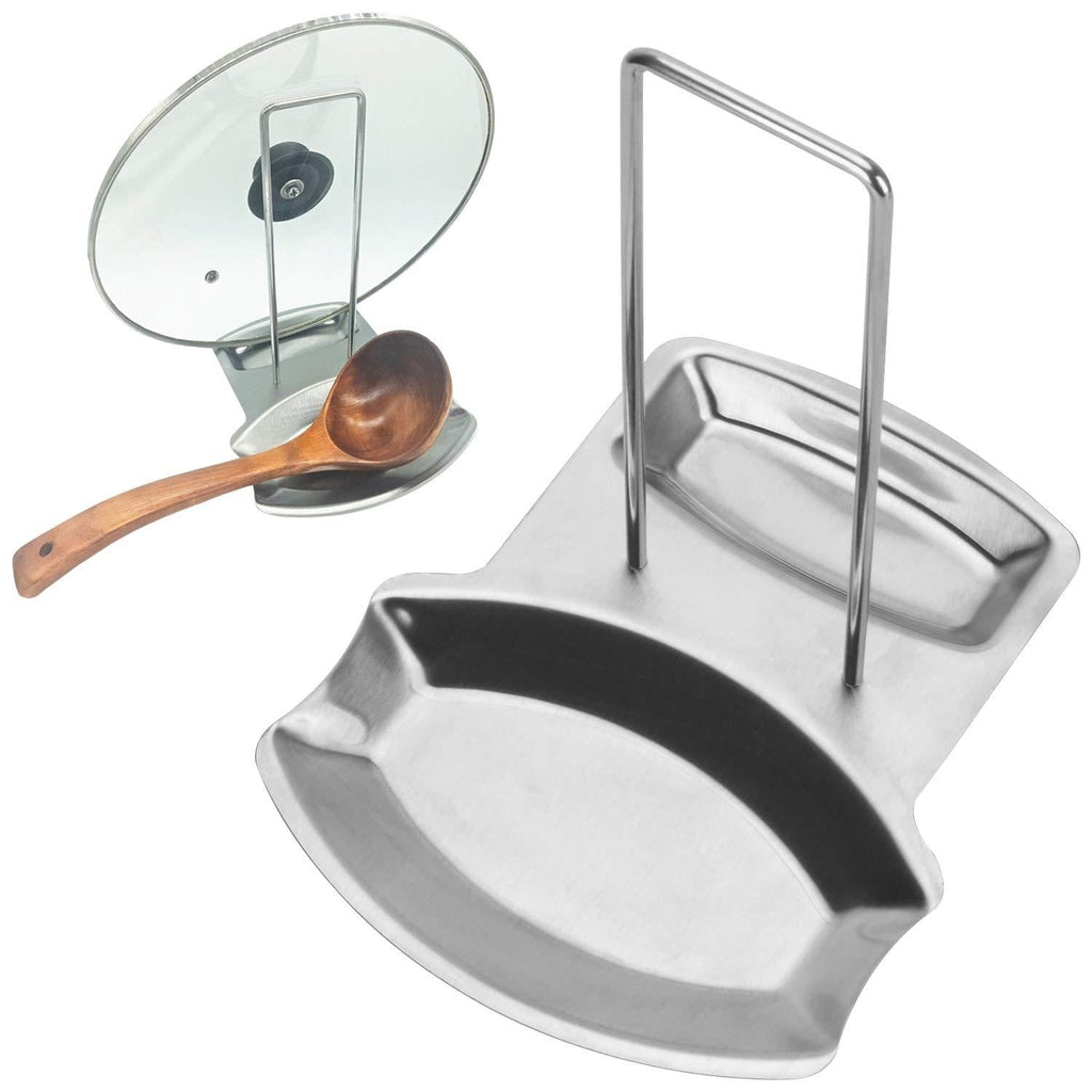 NewNest Australia - Spoon Rest and Pot Lid Holder, Stainless Steel Pan Pot Cover Lid Rack Shelf Stand Holder Spoon Holder Utensil Rest Stove Organizer Storage Soup Spoon Rests Kitchen Tool 