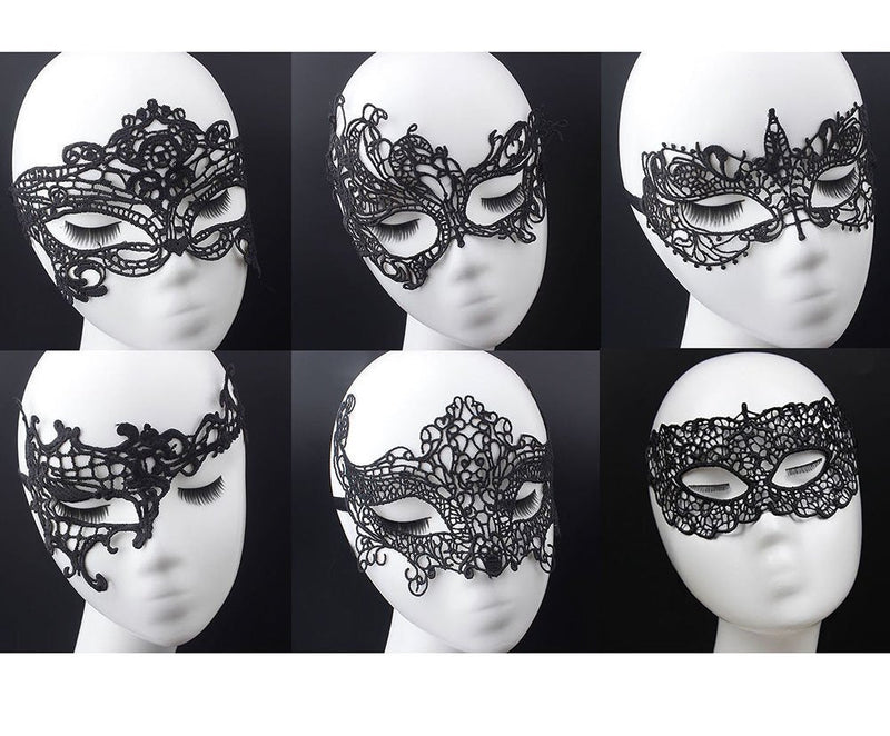 Women's Black Lace Mask Party Ball Masquerade Fancy Dress Masks Pack of 6 - NewNest Australia