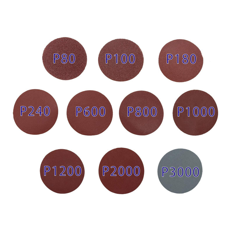 WCIC 100-Pack Disc Set 3 Inch No Hole Hooks Rotary Tool Sanding Discs, Aluminum Oxide Grit Sandpaper Pads 80/100/180/240/600/800/1000/1200/ 2000/3000 Grit for Grinder Tool - NewNest Australia