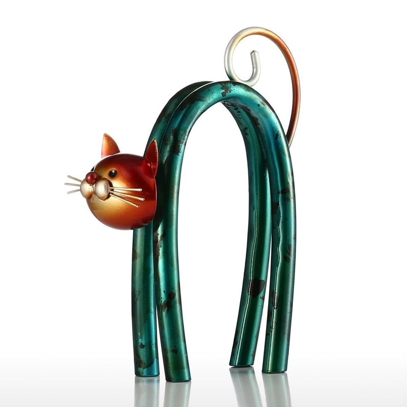 NewNest Australia - Tooarts Spring Little Cat Metal Modern Sculpture Home Decoration Ornament Gift 
