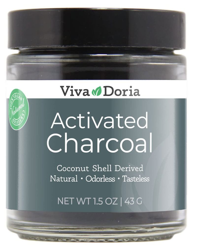 Viva Doria Virgin Activated Charcoal Powder, Coconut Shell Derived, Food Grade, 1.5 Oz Glass Jar - NewNest Australia