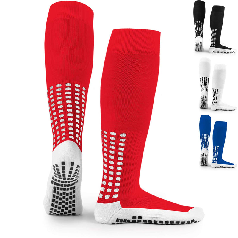 LUX Anti Slip Soccer Knee Socks,Non Slip Football/Basketball/Hockey Sports Grip Socks Red - NewNest Australia