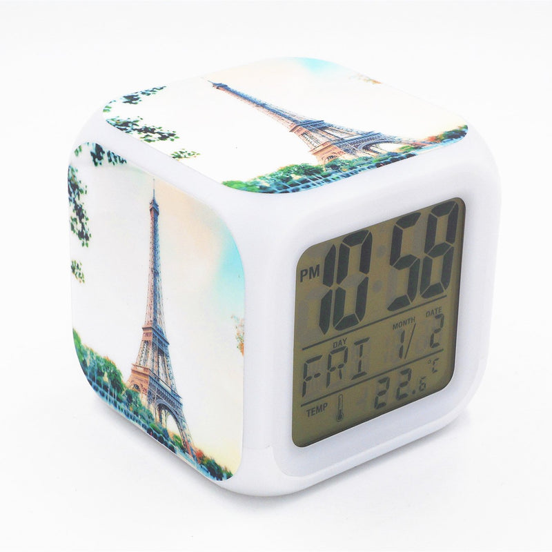 NewNest Australia - Boyan Led Alarm Clock France Paris Eiffel Tower Design Creative Desk Table Clock Glowing Electronic Led Digital Alarm Clock for Unisex Adults Kids Toy Gift 