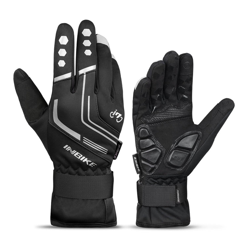 INBIKE Cycling Gloves for Men Winter Windproof Reflective Thermal Gel Pads Touch Screen Windproof-Black Medium Palm Girth 8.5-9" - NewNest Australia