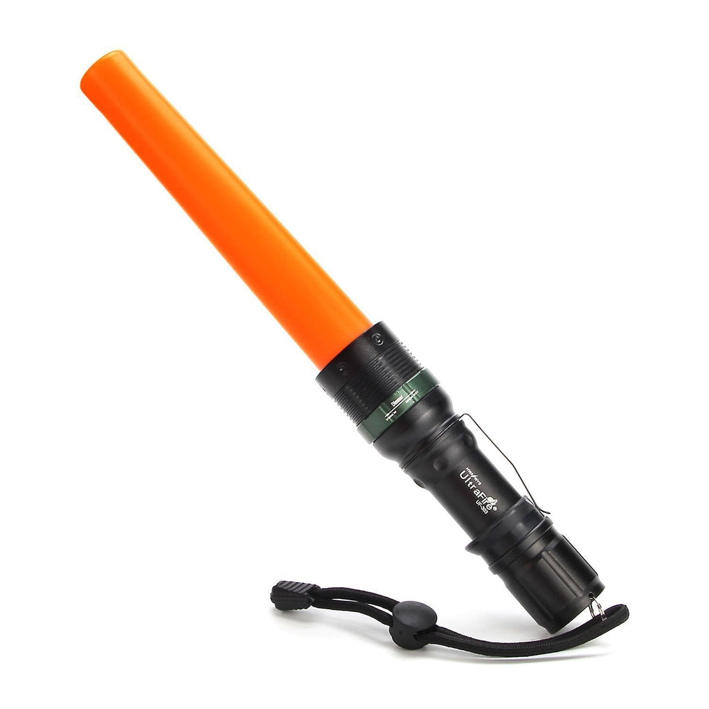 UltraFire 11-Inch Signal Traffic Wand LED Flashlight with Strobe Mode, Wrist Strap Lanyard, 250 Lumens, Orange Finish - NewNest Australia