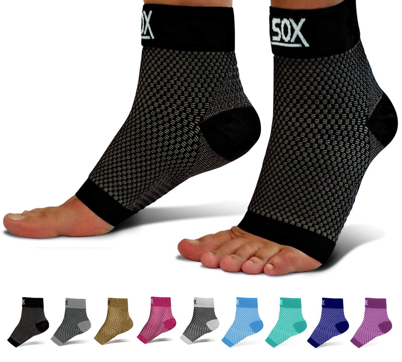 SB SOX Plantar Fasciitis Compression Socks for Women & Men (1 Pair) - Ankle Socks for Plantar Fasciitis Relief, Arch Support, and Foot/Heel Pain for Everyday Use (Black, Small) Black Small (Pack of 1) - NewNest Australia