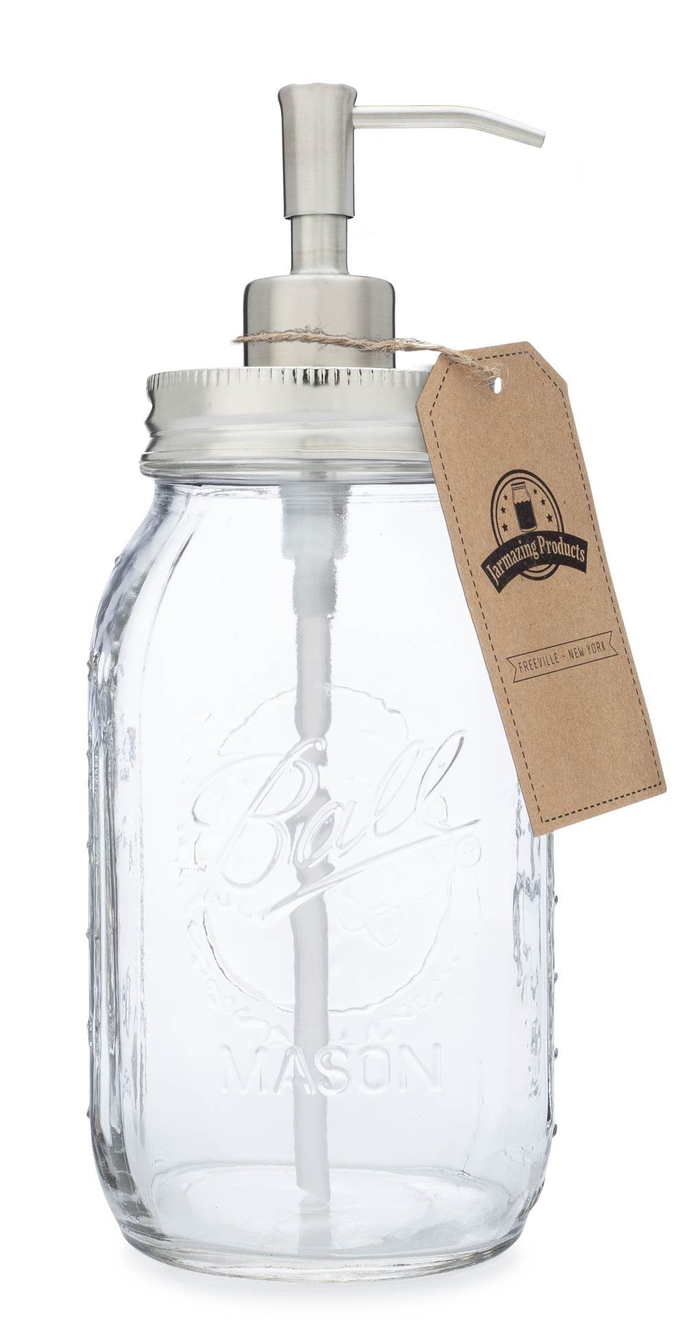 Jarmazing Products Quart Size Mason Jar Soap and Lotion Dispenser Made from Rust-Proof Stainless Steel Clear, Stainless Steel - NewNest Australia