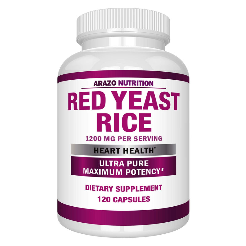 Red Yeast Rice Extract 1200mg – Citrinin Free Supplement – Vegetarian 120 Capsules - Arazo Nutrition - NewNest Australia