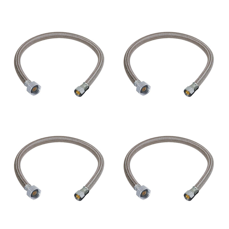 [4-Pack] PROCURU 16" Long x 3/8" Comp x 1/2" FIP Faucet Hose Connector, Braided Stainless Steel Supply Lines 4 16 Inch - NewNest Australia