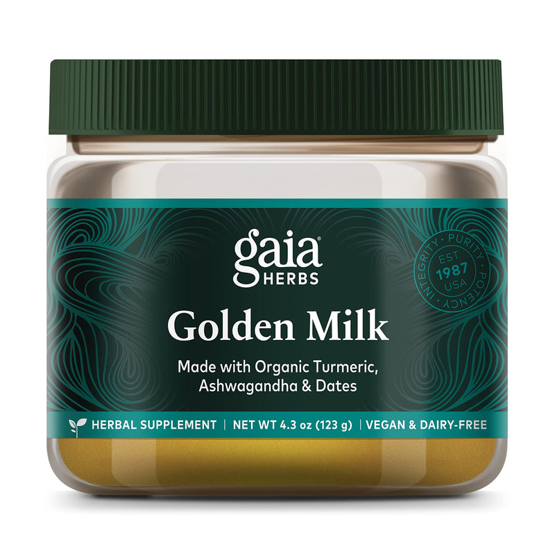 Gaia Herbs, Golden Milk Powder, Stress Support, Ashwaganda, Black Pepper, Cardamom, Date Palm, Turmeric, Vanilla, Vegan Powder Supplement, 4.3-Ounce 4.3 Ounce (Pack of 1) - NewNest Australia