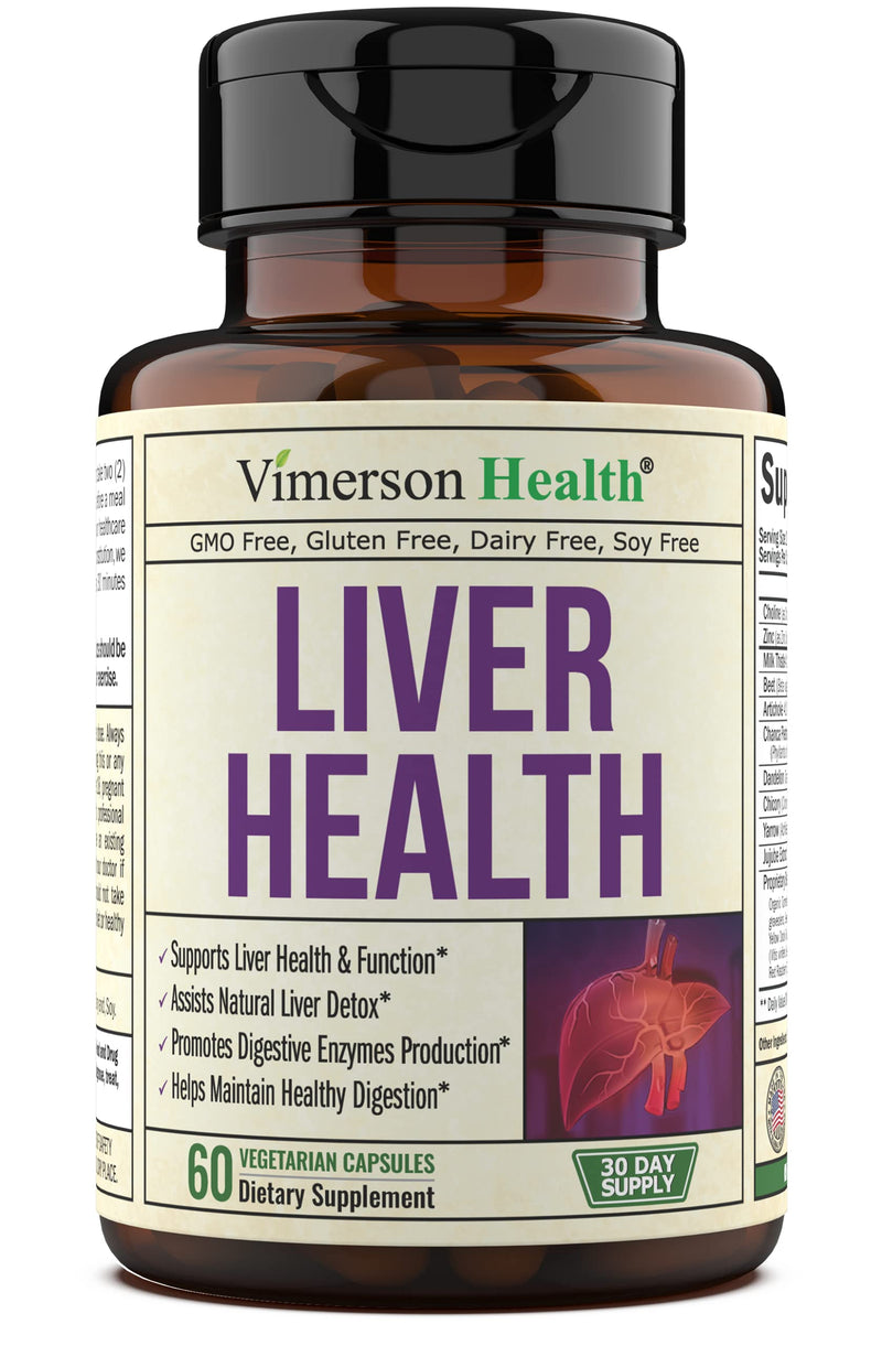 Liver Health Detox Support Supplement - Herbal Blend for Men & Women with Artichoke Extract, Milk Thistle, Dandelion Root, Turmeric, Beet Root, Alfalfa, Choline & Celery Seed. 60 Capsules. Non GMO - NewNest Australia