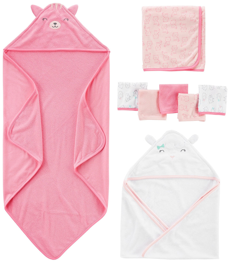 Simple Joys by Carter's Baby Girls' 8-Piece Towel and Washcloth Set One Size Pink/White - NewNest Australia