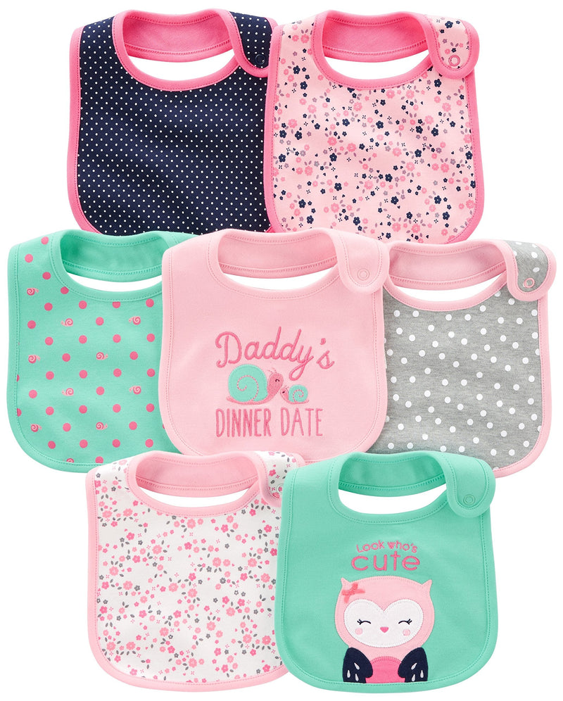 Simple Joys by Carter's Baby Girls' Teething Bibs, Pack of 7 One Size Pink/Mint Green - NewNest Australia
