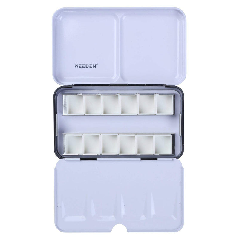 MEEDEN Empty Watercolor Tin Palette, Small Travel Metal Paint Box with 12 Pcs Half Pans Tin with half pans (12) - NewNest Australia