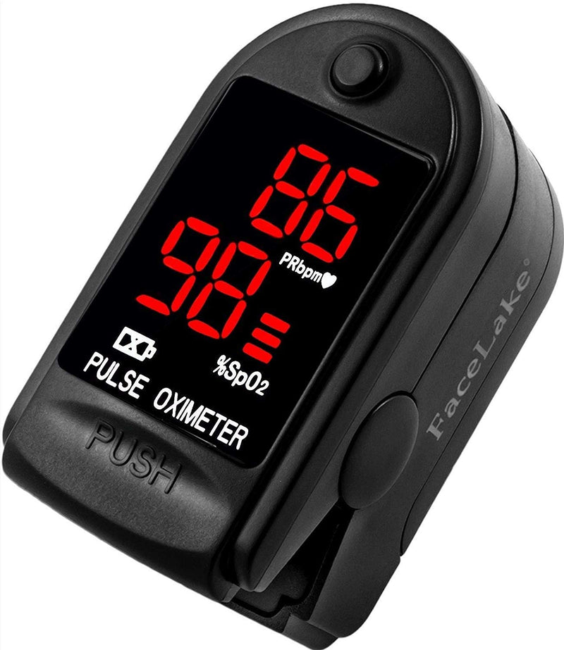 FaceLake ® FL400 Pulse Oximeter with Carrying Case, Batteries, Neck/Wrist Cord - Black - NewNest Australia