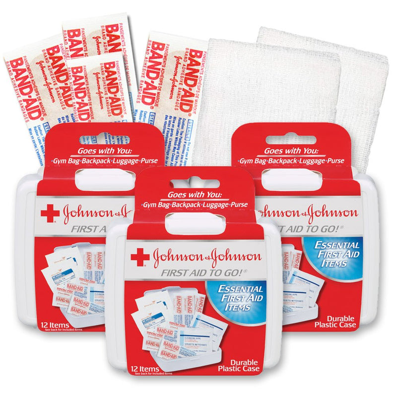 Johnson & Johnson First First Aid Kit Travel Size (Pack of 3 -- First Aid Kit for Car, Office, Purse) - NewNest Australia