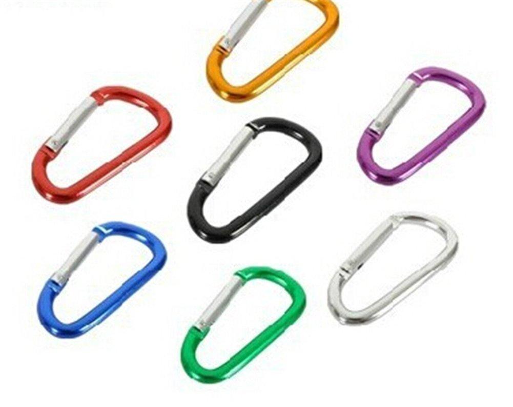 NewNest Australia - 12pcs Colorful Carabiner Aluminum Screw Locking Spring Clip Hook Outdoor D Shaped Keychain Buckle for Camping, Hiking, Fishing(Random Color) 