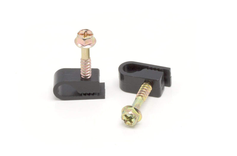 THE CIMPLE CO - Single Coaxial Cable Clips, Cat6, Electrical Wire Cable Clip, 1/4 in (6 mm) Screw Clip and Fastener, Black (100 Pieces per Bag) 100 Pack - NewNest Australia