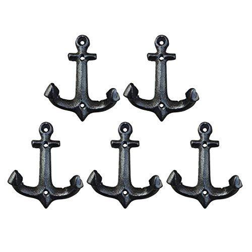 NewNest Australia - storeka Nautical Cast Iron Ship Anchor Weathered Nautical Wall Hooks Coat Hook, Screws Included (5 PCS) 5 PCS 