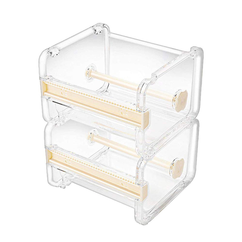 molshine 2 Pack Transparent Desktop Multi Washi Masking Tape Storage Dispenser,Tape Cutter,Tape Roll Holder (Not Include Masking Tape) (Beige) Beige - NewNest Australia