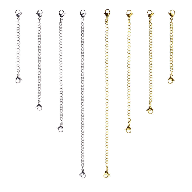 D-buy 8 Pcs Stainless Steel Necklace Extender Bracelet Extender Extender Chain Set 4 Different Length: 6 inch 4 inch 3 inch 2 inch (4 Gold, 4 Silver) Gold & Sliver - NewNest Australia
