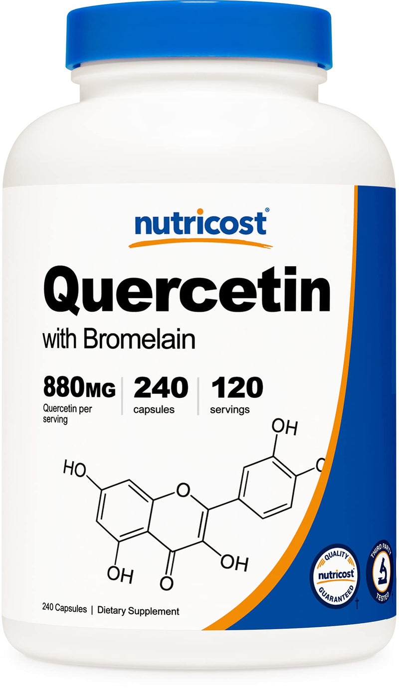 Nutricost Quercetin 880mg, 240 Vegetarian Capsules with Bromelain (165mg) - 120 Servings (440mg Quercetin Per Cap) - Gluten Free, Non-GMO 240 Count (Pack of 1) - NewNest Australia