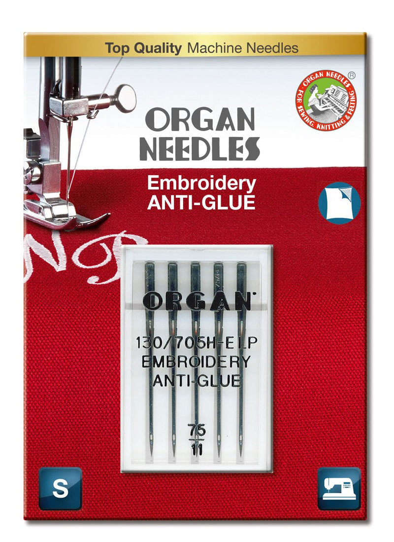 ORGAN NEEDLES 75/11 Anti-Glue Embroidery x 5 Needles - NewNest Australia