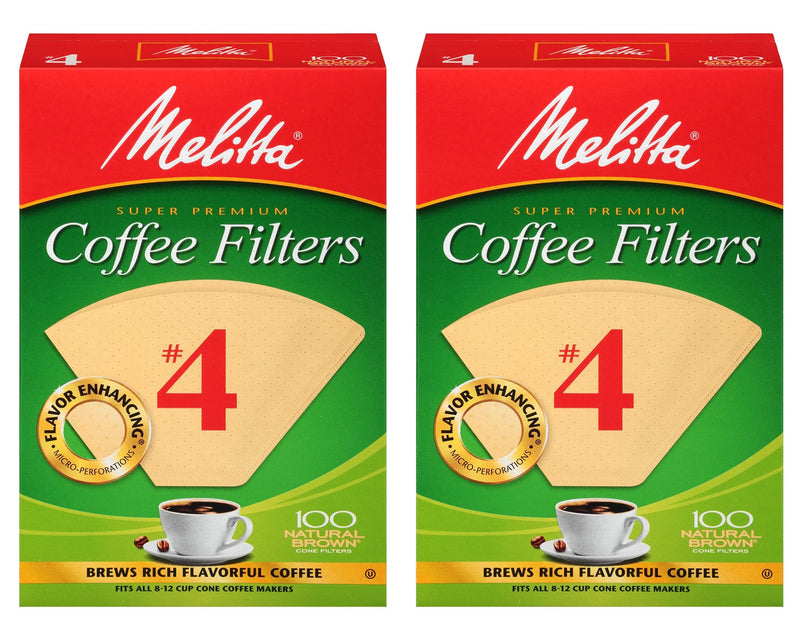 Melitta #4 Coffee Filters, Natural Brown, 2 Pack of 100 Filters. - NewNest Australia