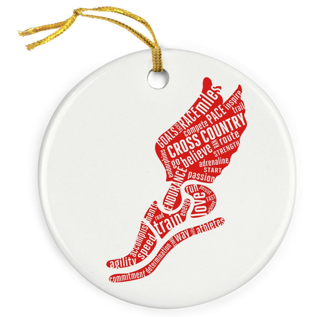 NewNest Australia - ChalkTalkSPORTS Inspirational Words Winged Foot | Cross Country Porcelain Ornaments | Red 