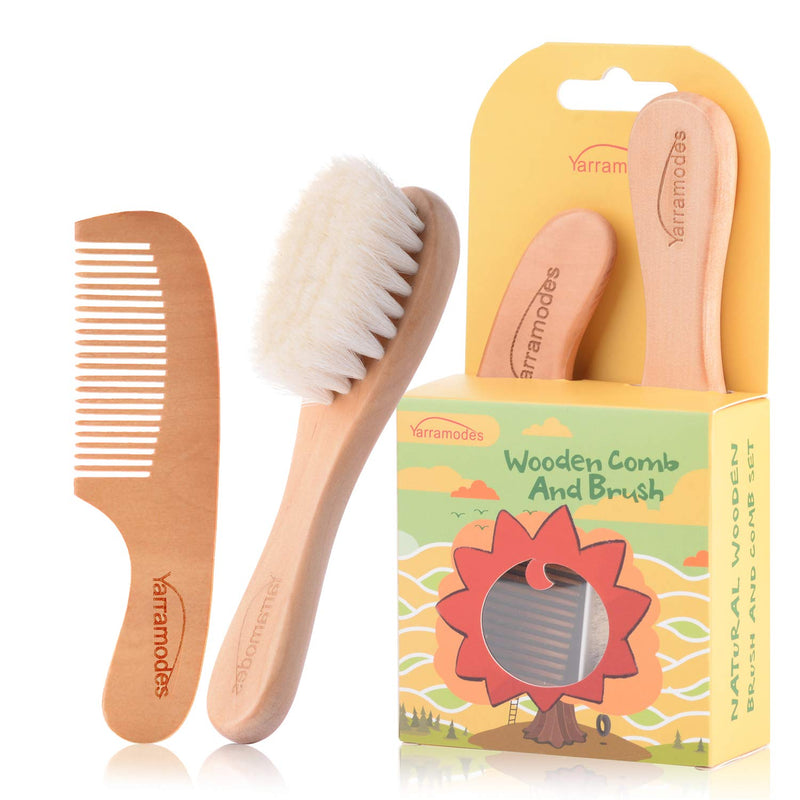 Baby Goat Hair Brush and Comb Set for Newborns & Toddlers Eco-Friendly Safe Brush for Cradle Cap Natural Wooden Comb Perfect Baby Shower and Registry Gift (Baby Hair Brush and Comb Set) Baby Hair Brush and Comb Set - NewNest Australia